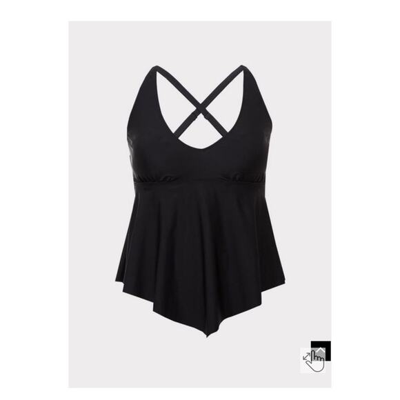 Torrid Black Soft Cup Wireless V Neck Tankini Top Sz.5 - Picture 3 of 16